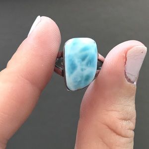 Larimar and sterling silver ring (size 7)